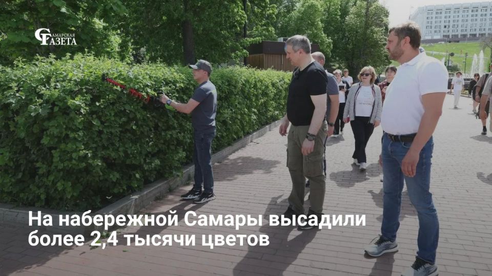 На центральной клумбе самарской набережной (у бассейна ЦСКА ВВС) высадили более 2,4 тысячи многолетних растений и оформили участок гранитной крошкой