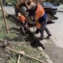 Работы на ул. Солнечной: укладываем бордюрный камень
