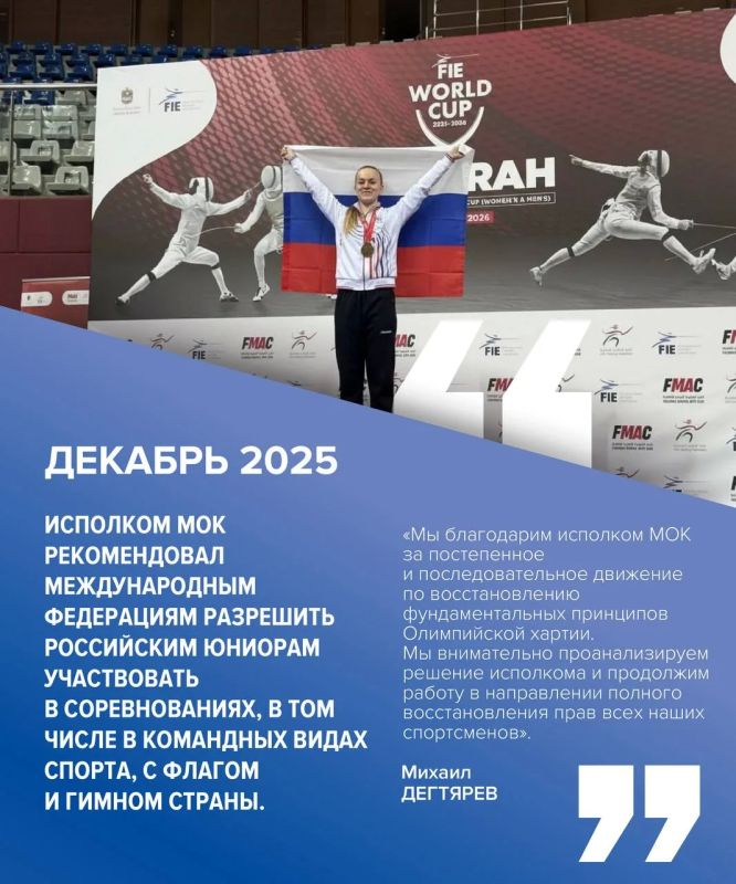 Хроника возвращения. В 2024 году Минспорт России взял курс на полноценное возвращение российского спорта на крупнейшие международные соревнования Хроника возвращения. В 2024 году Минспорт России взял курс на полноценное возвращение российского спорта на крупнейшие международные соревнования