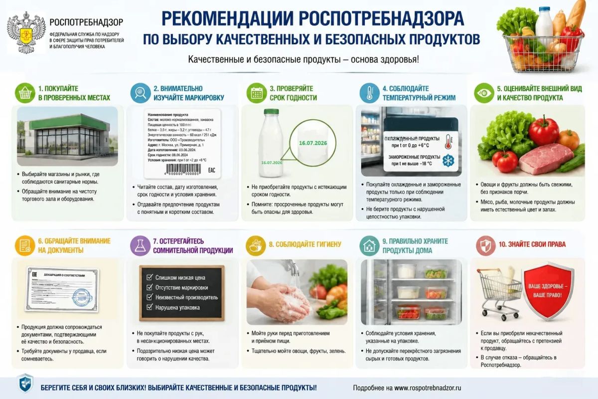 День вкусной еды. В нашей карточке читайте рекомендации Роспотребнадзора по выбору качественных и безопасных продуктов