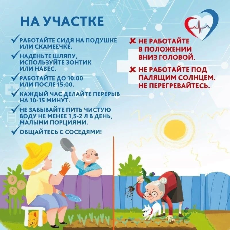 Напоминаем, длительная работа на дачах, огородах и приусадебных участках в жаркие дни, особенно с опущенной вниз головой НЕДОПУСТИМА! Напоминаем, длительная работа на дачах, огородах и приусадебных участках в жаркие дни, особенно с опущенной вниз головой НЕДОПУСТИМА!