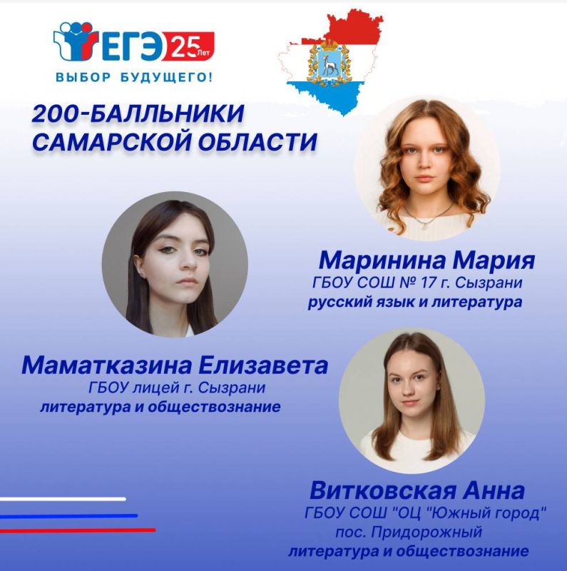 Поздравляем выпускников Самарской области, получивших на ЕГЭ 200 баллов!