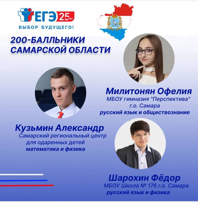 Поздравляем выпускников Самарской области, получивших на ЕГЭ 200 баллов! Поздравляем выпускников Самарской области, получивших на ЕГЭ 200 баллов!