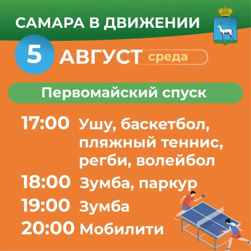 Самара в движении приглашает жителей на летние тренировки Самара в движении приглашает жителей на летние тренировки