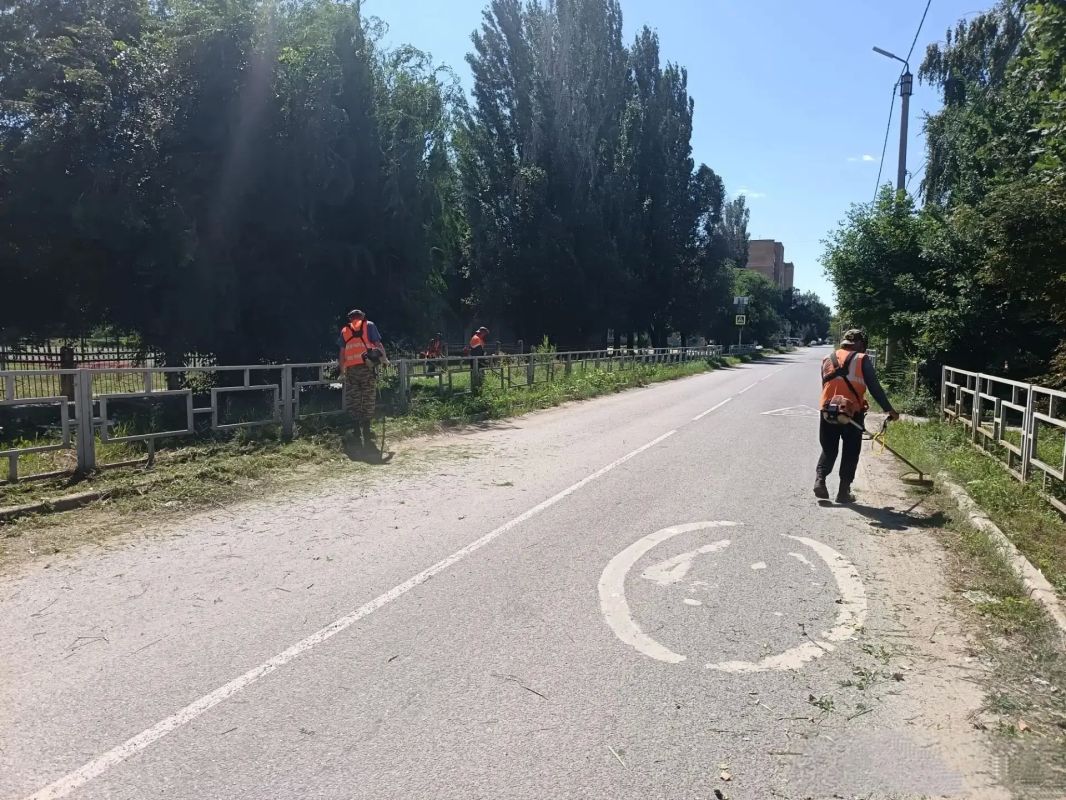 Продолжаются работы по покосу травы Продолжаются работы по покосу травы