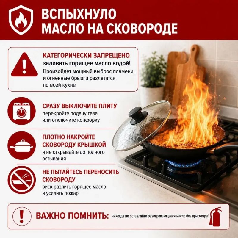 Бытовой пожар может начаться из-за забытого на плите полотенца, вспыхнувшего масла или неисправного электроприбора Бытовой пожар может начаться из-за забытого на плите полотенца, вспыхнувшего масла или неисправного электроприбора