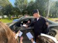 В Единый день безопасности дорожного движения руководитель Госавтоинспекции провел акцию у пешеходного перехода возле школы в селе Тимофеевка