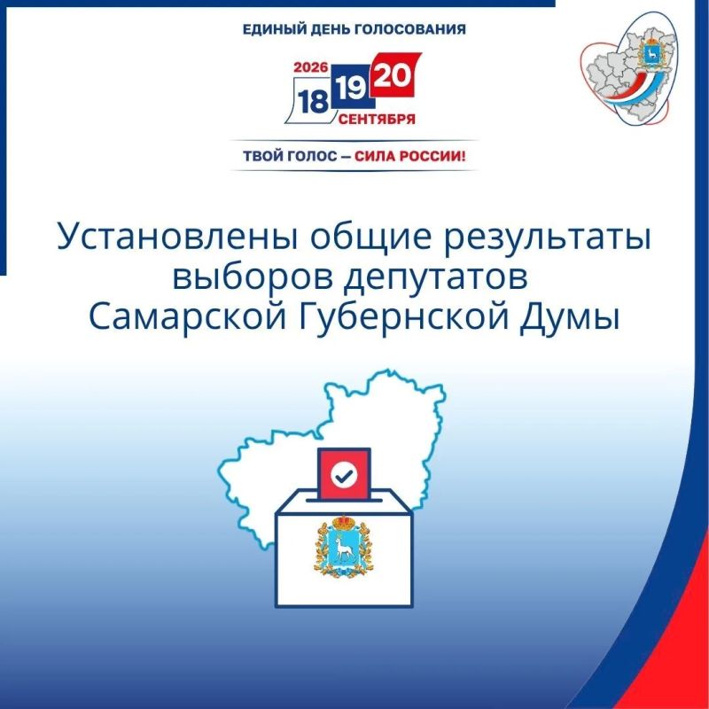 24 сентября 2026 года состоялось заседание Избирательной комиссии Самарской области, на котором были установлены общие результаты выборов депутатов Самарской Губернской Думы восьмого созыва