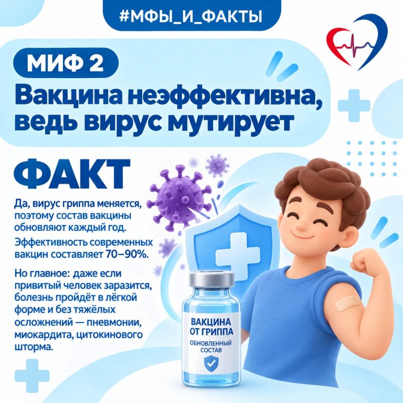 Главный терапевт региона развеял мифы о прививке от гриппа Главный терапевт региона развеял мифы о прививке от гриппа