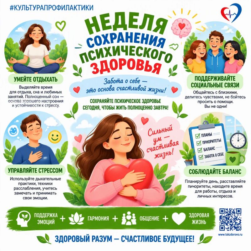 Психическое здоровье — это отсутствие различных расстройств, состояние благополучия, когда человек может противостоять стрессам и продуктивно работать